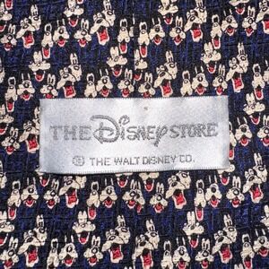 The Disney Store Mens Goofy Character Silk Necktie Navy Blue Vintage Animated